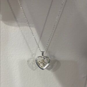 Silver and Gold Heart Pendant Necklace